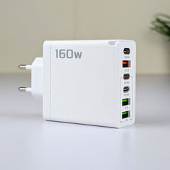 160W Super Fast Multi-Adapter: Ultimate GaN Charger with 6 Ports & Lightning Cable 4