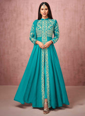 রেডিমেড জর্জেট এমব্রয়ডারি পার্টি ড্রেস
