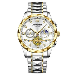BINBOND B1236 Brand Fashion Tourbillon Dial Quartz Watches Men’s Luxury Stainless Steel