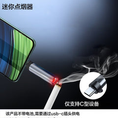 USB‑C Mini Lighter (Tungsten Wire, Blow‑to‑Ignite)