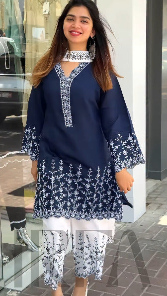 Soft Cotton Embroidery Three Piece