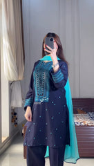 Sequence Embroidery Three Piece