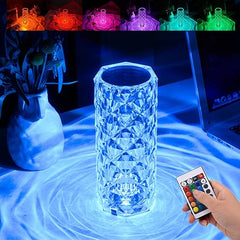 16 Color Crystal Rose Diamond Table Lamp Acrylic Table Lamp for Living Room Bedroom with Remote (P-3343)